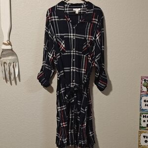 Motherhood Maternity Black and Red Plaid Long Sleeve Dress
